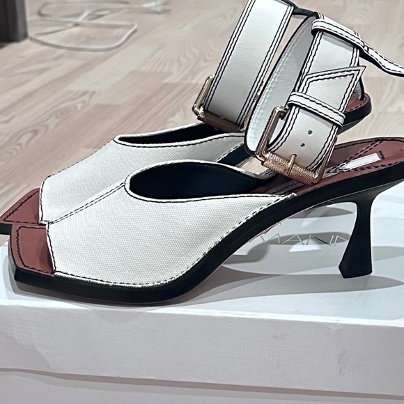 Zimmermann Leather and Canvas Ankle Strap Sandals - Picture 3 of 8